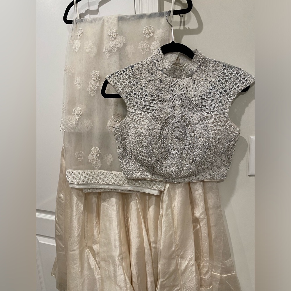 Stunning custom made white & creme lengha!